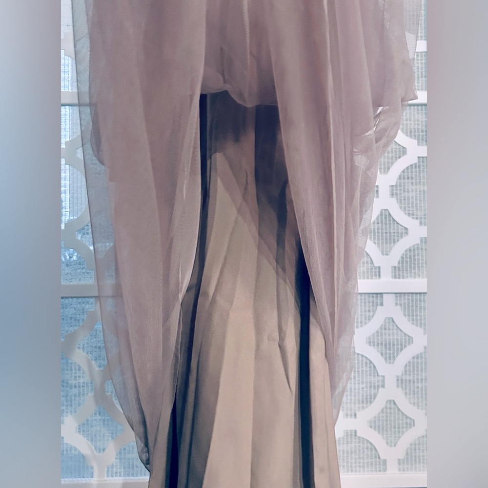 NWT SZ 10 AMSALE Formal Dress Sequins Lace Tulle Maxi Latte Taupe Sora Champagne - Picture 10 of 12